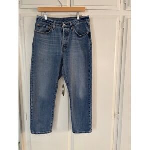 Levis 501 Red Tab Jeans Womens 31 Medium Wash Straight Leg Button Fly Denim